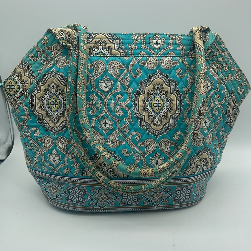 Vera Bradley Angel Tote Totally Turq Pattern Shoulder Bag Purse Pocketbook
